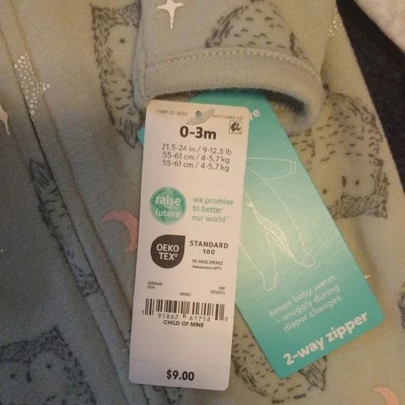 Carter's Gray and Cream Footies Soft One Pieces​ - Picture 3 of 9
